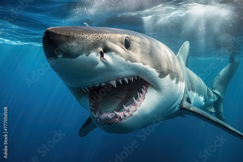 Great white shark underwater. Generative Ai