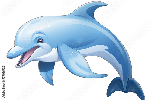 smiling dolphin on a white background. Generative Ai photo