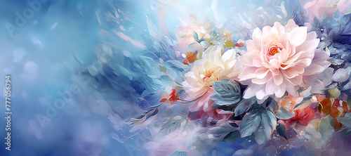 spring floral background, panoramic layout. Generative Ai © Alexandra