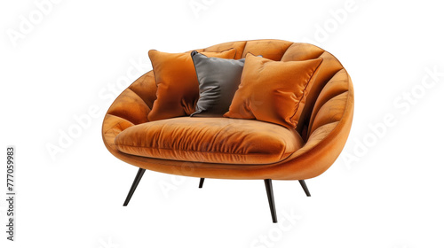 Modern sitting area with a comfortable tan chair and luxurious throw pillows, ai generated