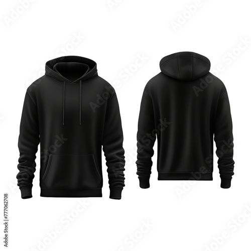black hooded sweatshirt mockup isolated transparent background