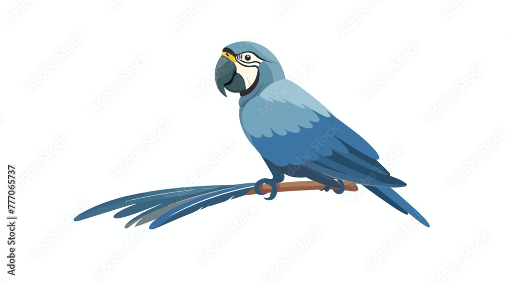 Cartoon blue parrot flat vector isolated on white background