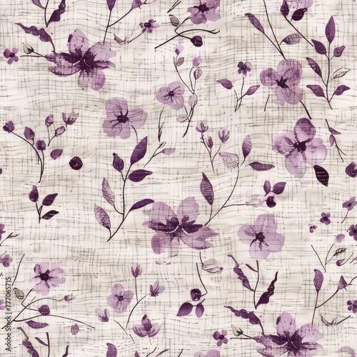 Rustic floral textile design  perfect for homeware and vintage themes. Seamless pattern.