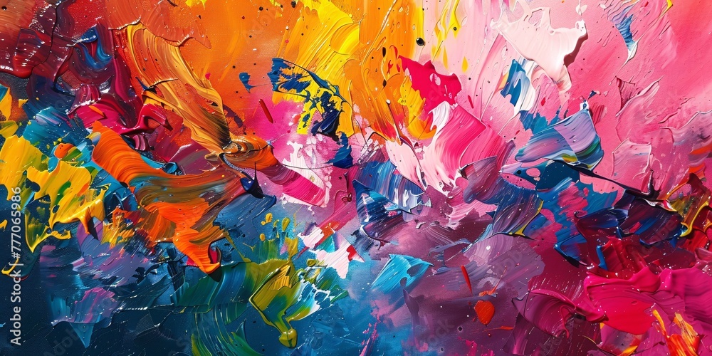 Vibrant Chaos A Colorful Abstract Artwork Generative AI