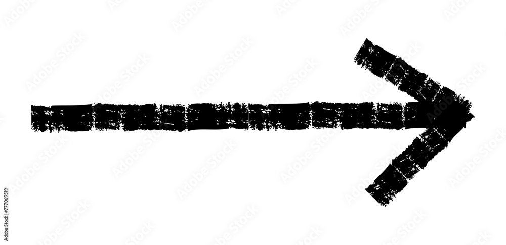 Hand drawn simple arrow drawn with wax crayon, chalk or charcoal. Uneven dry texture for underlining highlighting. Pencil drawn lines, strikethrough, grungy vector isolated on white Hand drawn simple arrow drawn with wax crayon, chalk or charcoal. Uneven dry texture for underlining highlighting. Pencil drawn lines, strikethrough, grungy vector isolated on white