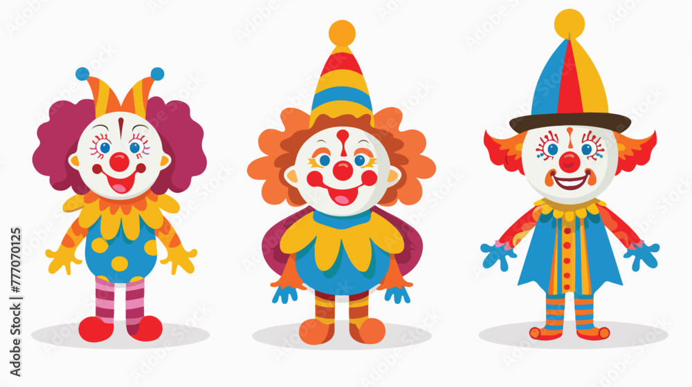 Cartoon funny clown flat vector isolated on white background