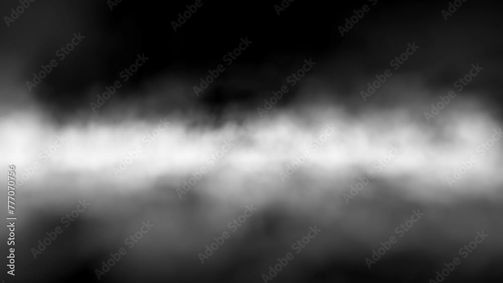 Camera Flying Through Fog On Black Background. Video Fog Or Cloud