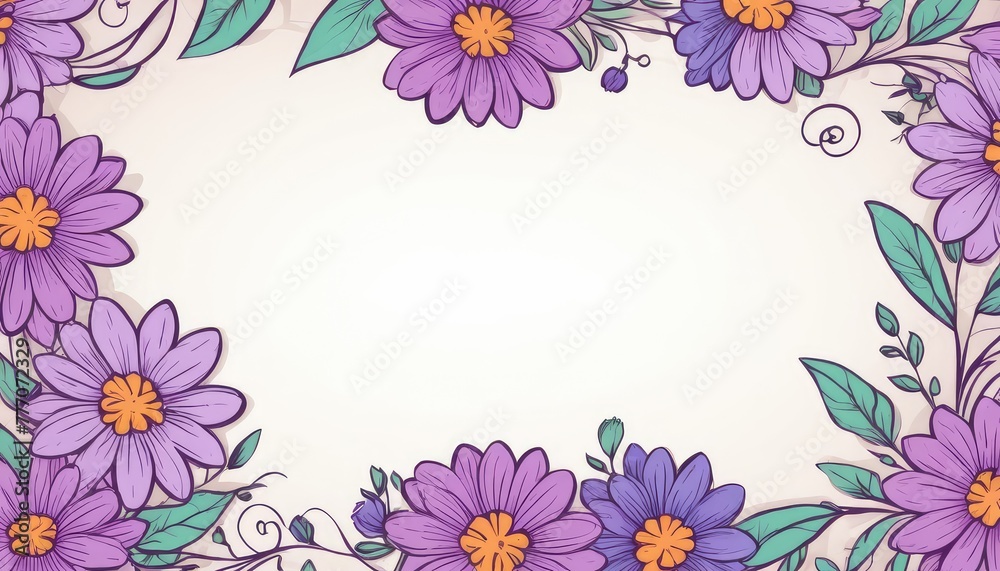 Embrace elegance with our artistic purple floral frame drawing. Customize the area with your content, creating a regal backdrop Embrace elegance with our artistic purple floral frame drawing. Customize the area with your content, creating a regal backdrop