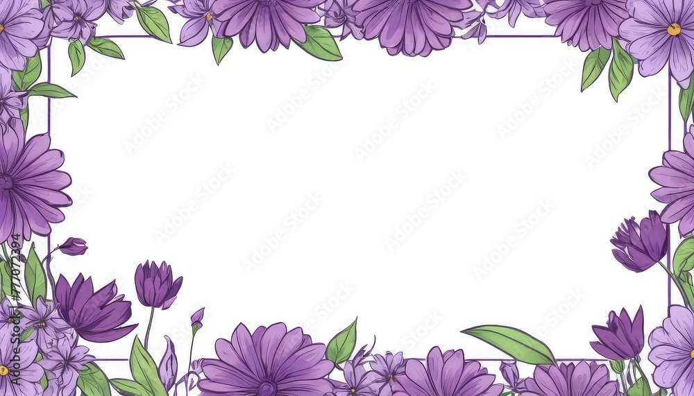 Embrace elegance with our artistic purple floral frame drawing. Customize the area with your content, creating a regal backdrop Embrace elegance with our artistic purple floral frame drawing. Customize the area with your content, creating a regal backdrop