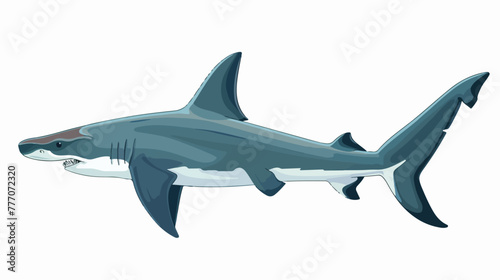 Cartoon hammerhead shark flat vector isolated on white