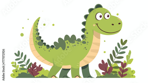 Cartoon happy dinosaur flat vector isolated on white background © Jasmin