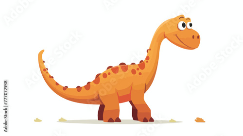 Cartoon happy dinosaur flat vector isolated on white background