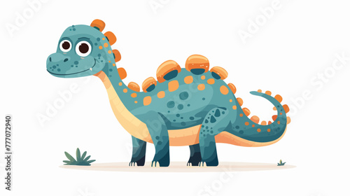 Cartoon happy dinosaur flat vector isolated on white background © Jasmin