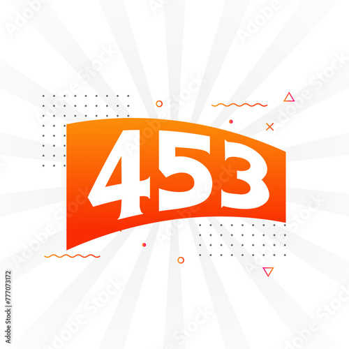 453 number vector font alphabet. Number 453 with decorative element stock vector