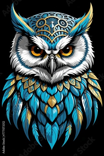 Illustration Of Scary Owl Graffiti With Bright Colors And Intricate Details.