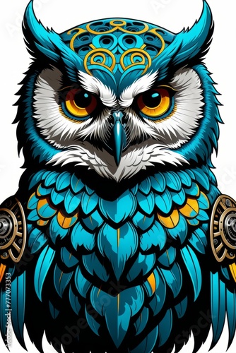 Illustration Of Scary Owl Graffiti With Bright Colors And Intricate Details.