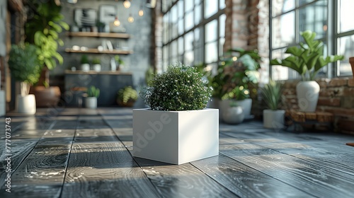 An indoor scene radiating tranquility with a potted plant and lit candles on a rustic wooden table