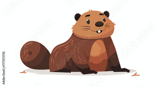 Cartoon happy groundhog flat vector isolated on white