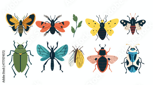 Cartoon insects flat vector isolated on white background © Jasmin