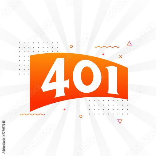 401 number vector font alphabet. Number 401 with decorative element stock vector