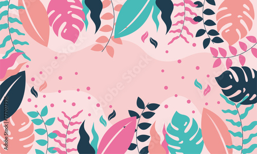 Flat abstract floral leaves background