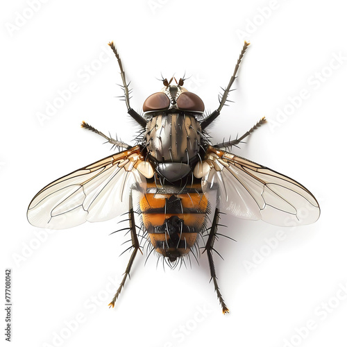 Housefly on white background. Generative ai design concept.