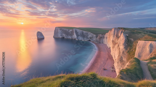 England's Enchanting Coast: Jurassic Cliffs Bathed in Color & Smoothed by Time