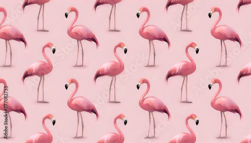 Pink flamingo seamless pattern background photo