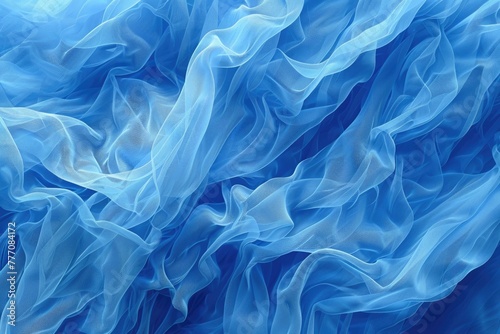Abstract blue waves or veils background texture photo