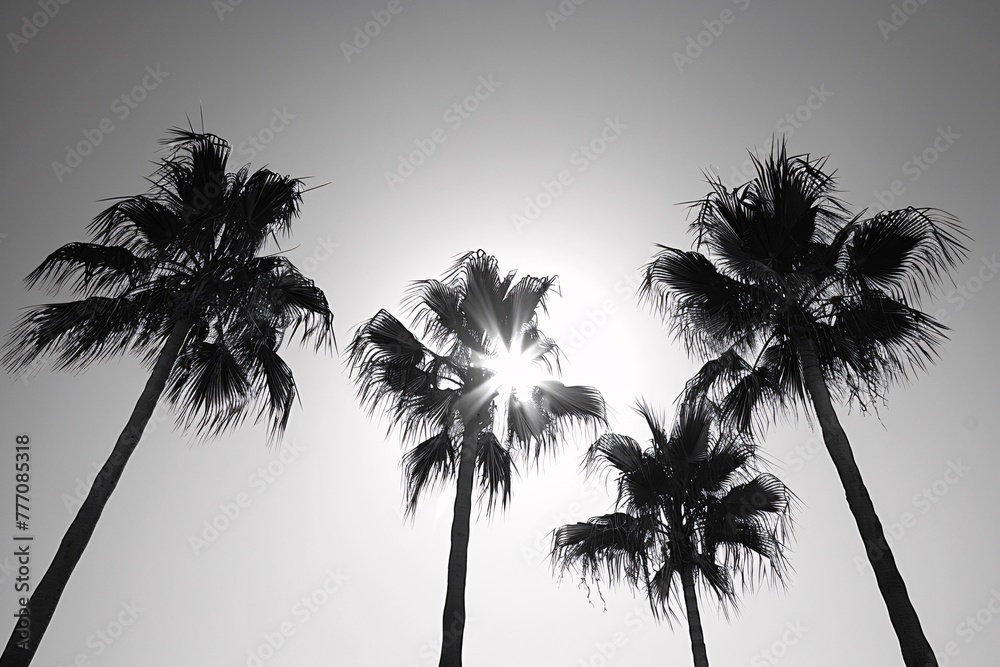Sunlit Palm Trees A Vibrant Beach Scene Generative AI