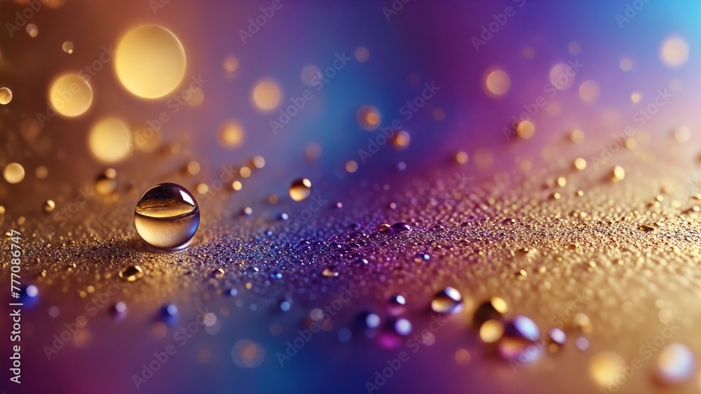 AI Generated Close-Up of Water Droplets on a Reflective Particle Surface