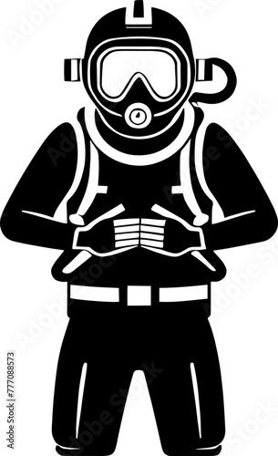 Silhouette of a scuba diver for illustration | Vector for print