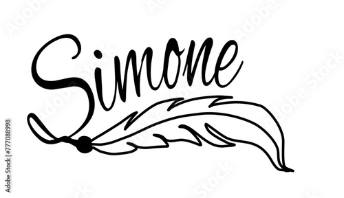 Simone - black color - name written - Word with feather for websites, baby shower, greetings, banners, cards-shirt, sweatshirt, prints, cricut, silhouette, sublimation