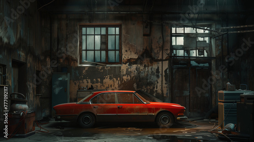 Vintage Car in Abandoned Industrial Garage © Vl