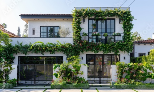 A white minimalist house wi...