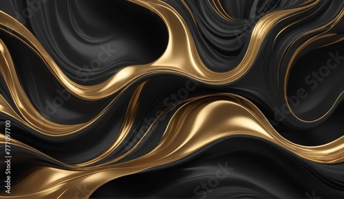 Black and gold wave background
