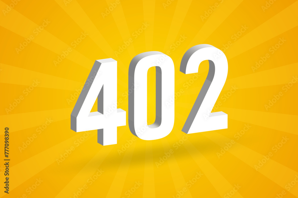 3D 402 number font alphabet. White 3D Number 402 with yellow background 3D 402 number font alphabet. White 3D Number 402 with yellow background