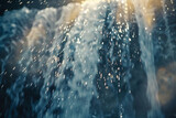 A mesmerizing 4K image of a cascading waterfall, captured in motion, with water droplets glistening in the sunlight, evoking a sense of tranquility.