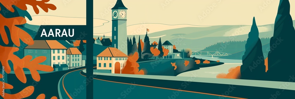 Aarau's autumn leaves and timeless architecture, great for showcasing seasonal travel and historical towns in Switzerland.