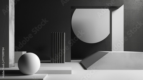 Sleek Minimalist Abstract Architecture Wallpaper: Clean Lines, Geometric Shapes, and Monochrome Elegance