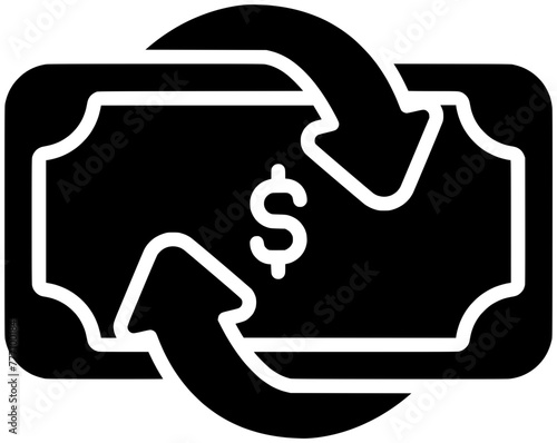 finance illustration loan silhouette currency logo arrow icon business outline money coin design investment financial retirement return repeat revenue shape savings sync time for vector graphic