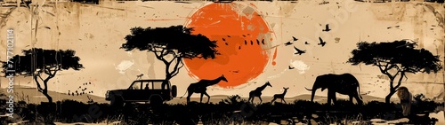 Safari Sunset A Journey Through the African Wilderness Generative AI