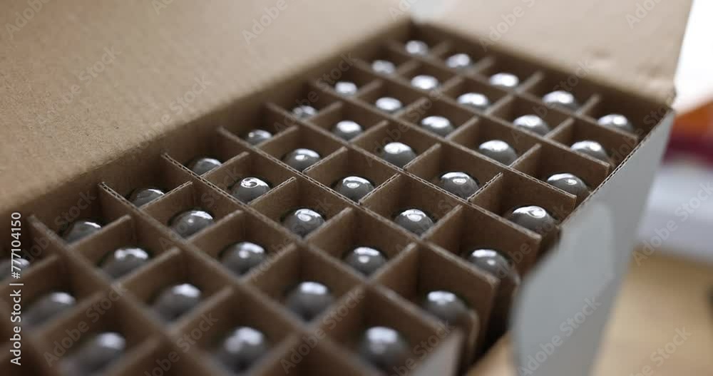 Paper box with glass bottles of wine 4k movie. Reliable packaging for storing fragile goods concept Paper box with glass bottles of wine 4k movie. Reliable packaging for storing fragile goods concept