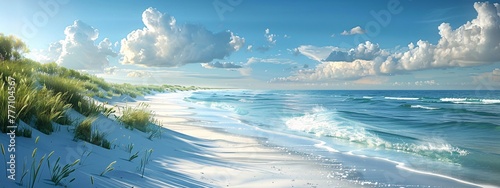 Serene Coast A Digital Artwork of a Tranquil Beach Scene Generative AI © Satyam