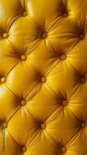 A mesmerizing close-up of richly textured golden yellow leather upholstery with a tufted, diamond-patterned design.