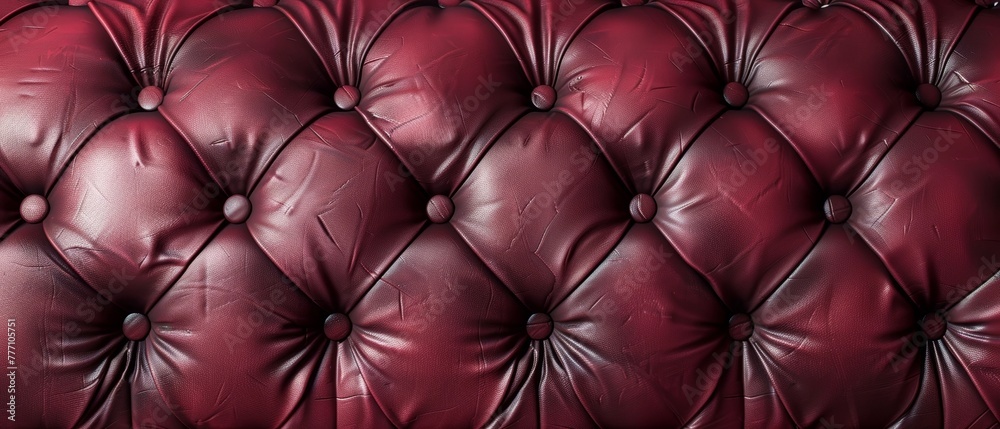 A mesmerizing close-up capturing the intricate diamond-shaped tufted pattern and luxurious texture of a rich burgundy leather upholstery, showcasing the meticulous craftsmanship and premium quality A mesmerizing close-up capturing the intricate diamond-shaped tufted pattern and luxurious texture of a rich burgundy leather upholstery, showcasing the meticulous craftsmanship and premium quality