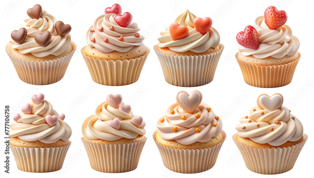 Realistic Icon Object sweet cupcake. PNG transparent image, AI generative