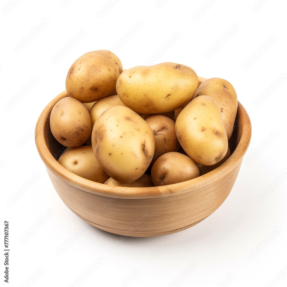 potatoes on white background сreated with Generative Ai potatoes on white background сreated with Generative Ai