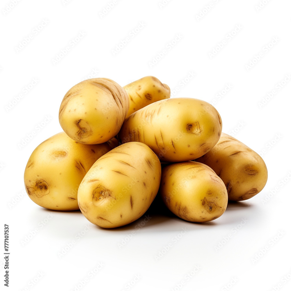 potatoes on white background сreated with Generative Ai potatoes on white background сreated with Generative Ai