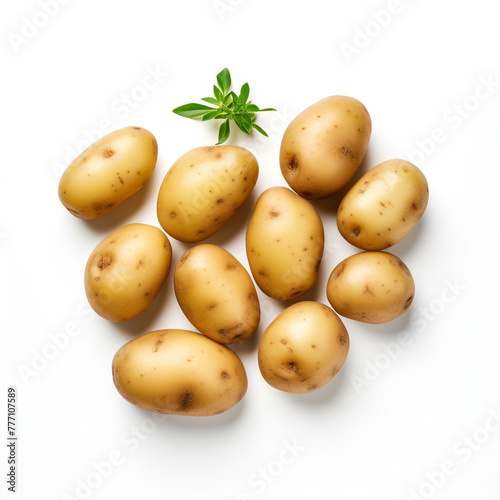 potatoes on white background   reated with Generative Ai